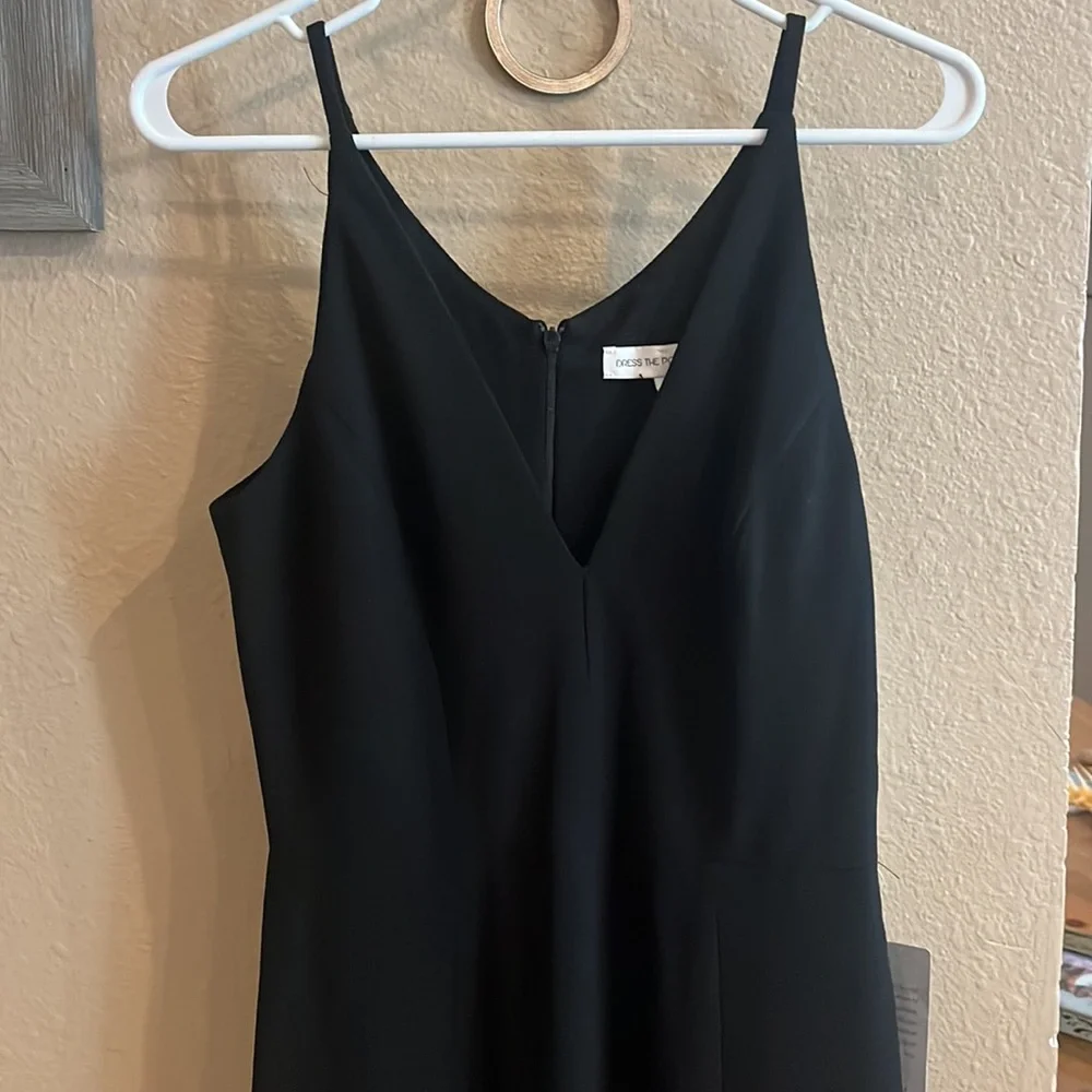 Dress the Population Black Iris Slit Crepe V-neck Gown Dress - Picture 6 of 10